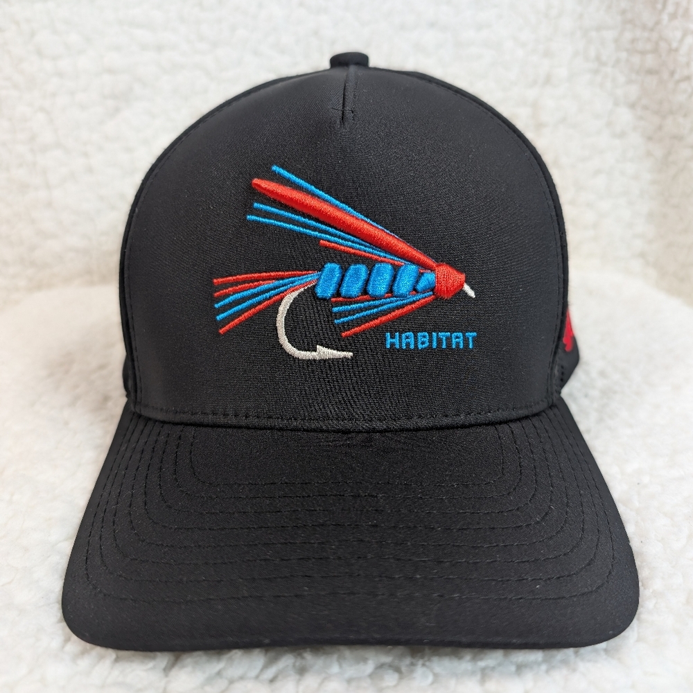 Hooey Habitat Fly Fishing Lure Black Trucker Hat Snapback Cap Breathable - Picture 2 of 7